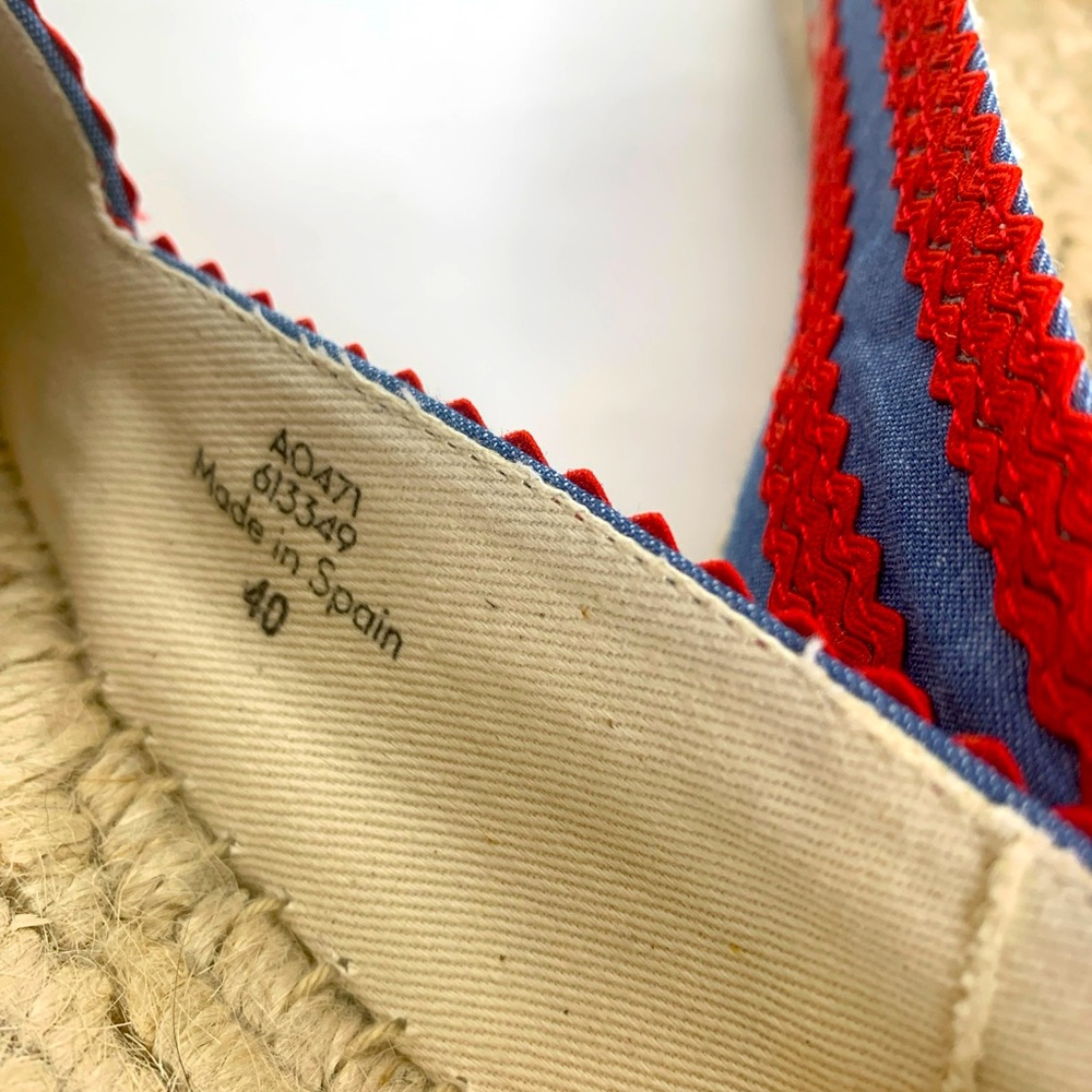 Boden Viollette Espadrilles Shoes Flat Size 40/8.5 Red Blue Stripe Made In Spain - Picture 6 of 10